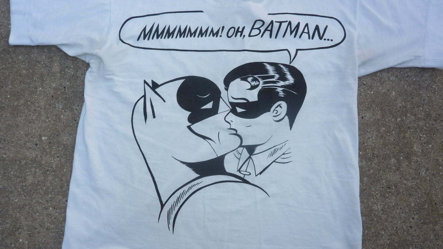Vintage 1970s Batman Making out with Robin Insane Freaky Tshirt.