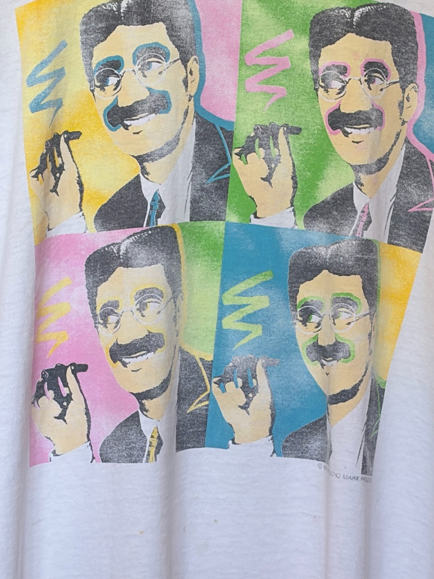 Vintage 1990s Groucho Marx Andy Warhol Pop Art Style Faded Tee Size XL