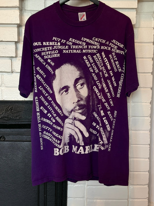 Vintage 1980s Bob Marley Iconic Songs Tee Size XL