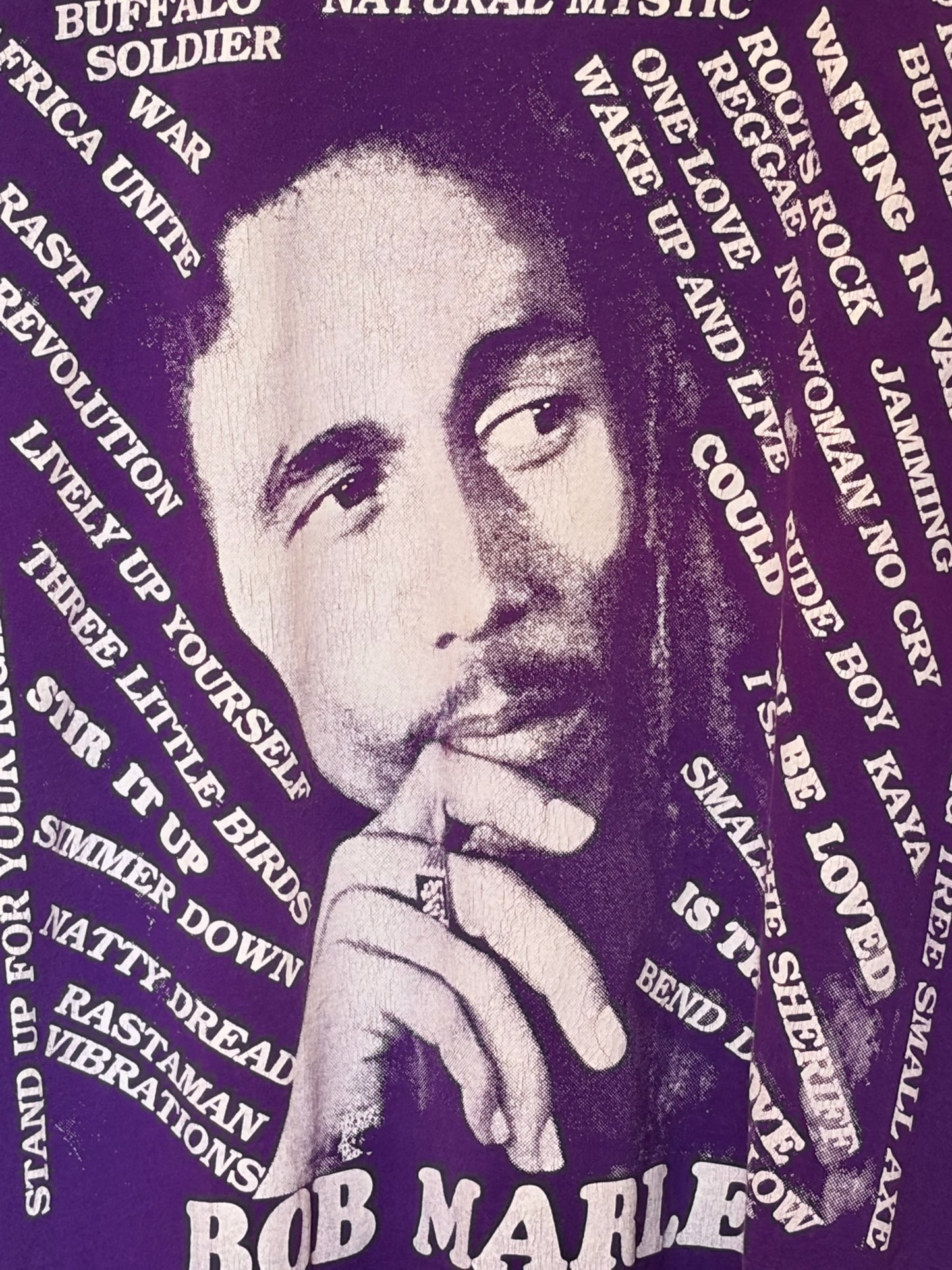 Vintage 1980s Bob Marley Iconic Songs Tee Size XL