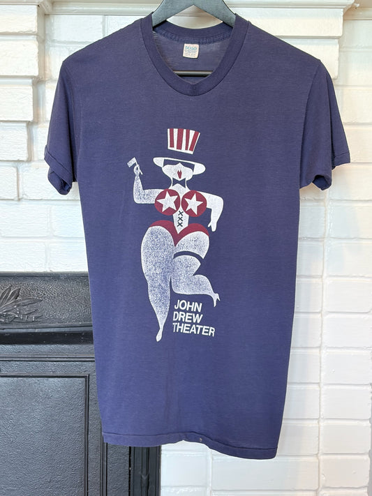 Vintage 1970s Big Titty Big Ass American Woman Tee Shirt for the John Drew Theatre Size S
