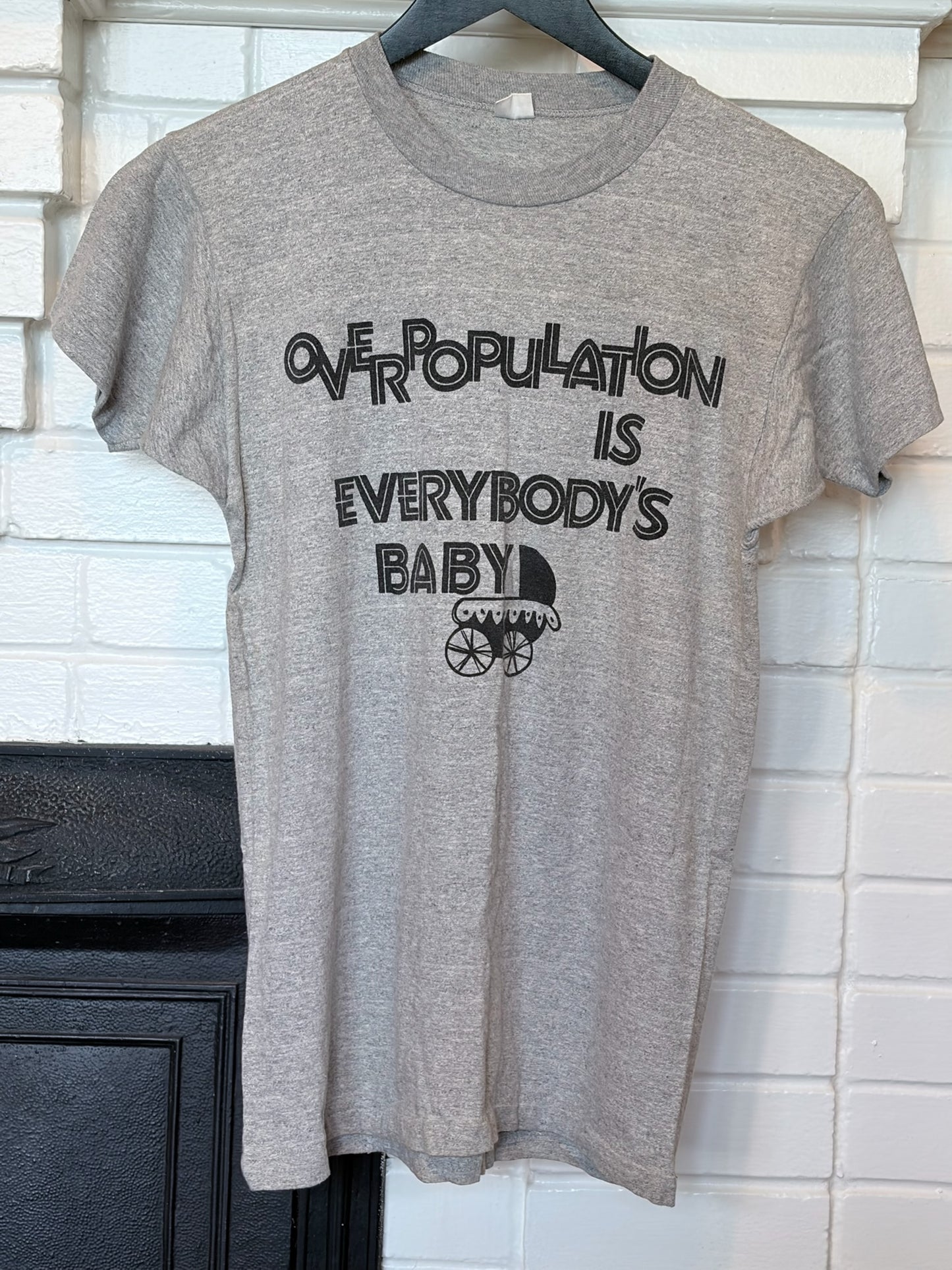 Vintage 1960s Overpopulation Protest Tee Size S