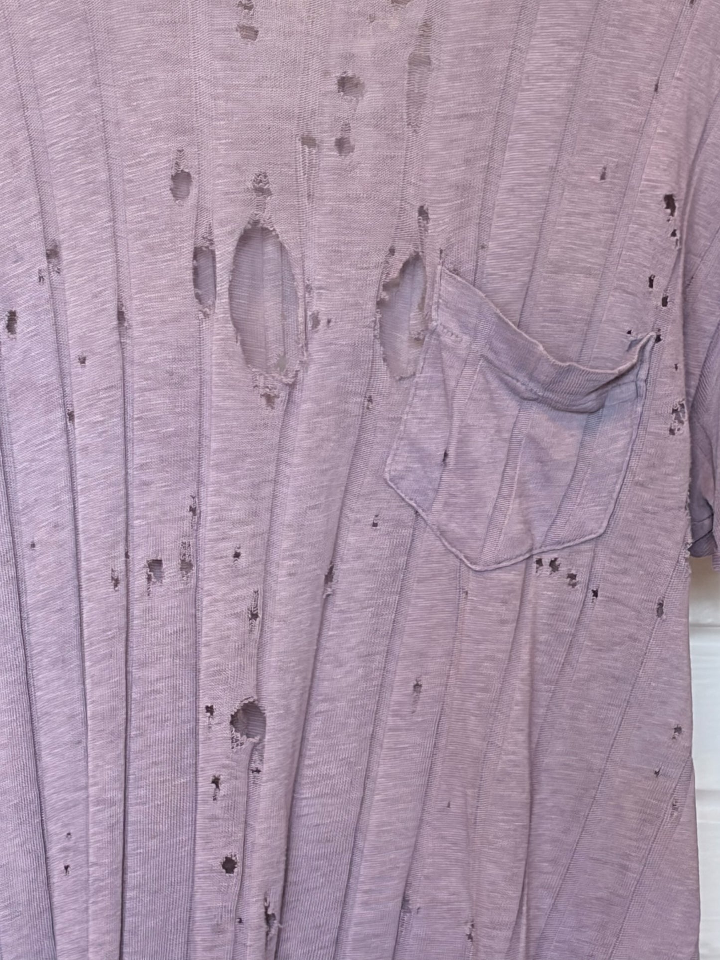 Vintage 1940s Thrashed Ribbed Cotton Tee Shirt Size M