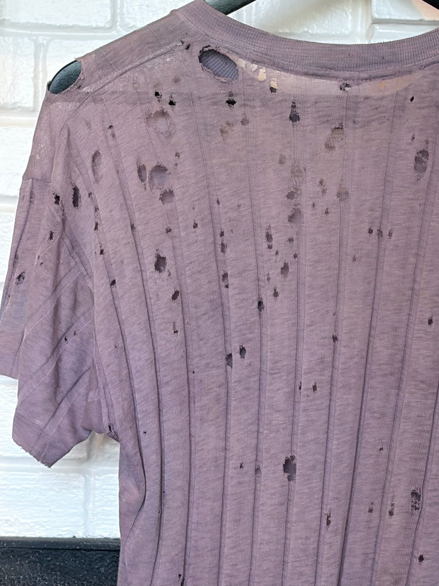 Vintage 1940s Thrashed Ribbed Cotton Tee Shirt Size M